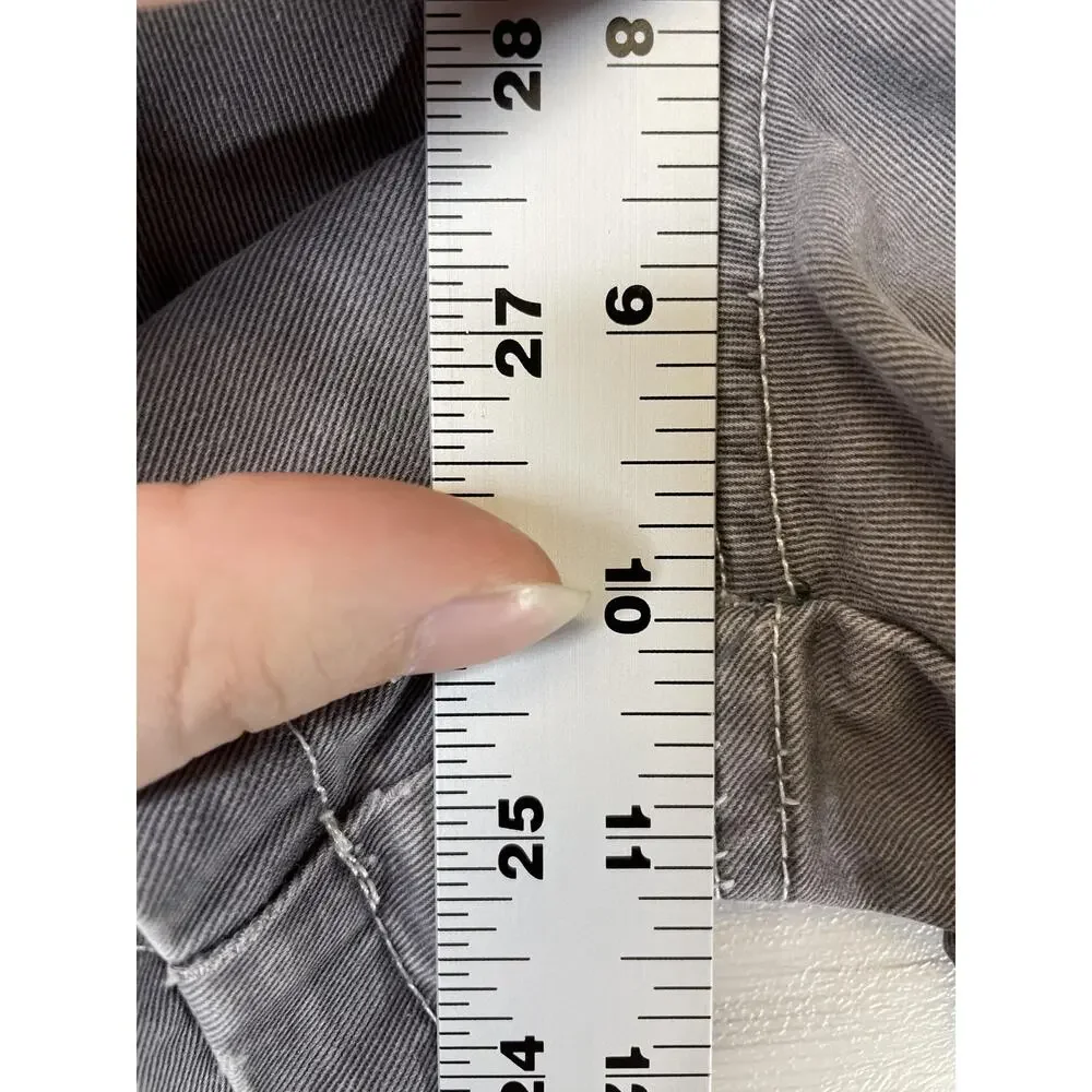 Angels Cargo Shorts Womens Size 7 Gray Cotton Utility Drawstring Zip Fly Pockets